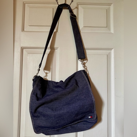 Tommy Hilfiger Crossbody Bag – Cotton Blend | Adjustable Strap | Denim Look - Picture 1 of 5